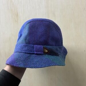 Vintage Avoca Collection Hat Womens Medium Purple Wool Tweed Bucket Cap